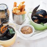 Cozze con senape all’Antica e patatine fritte