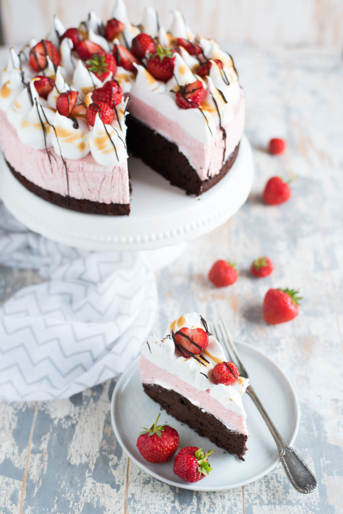 Torta cioccolato e fragole