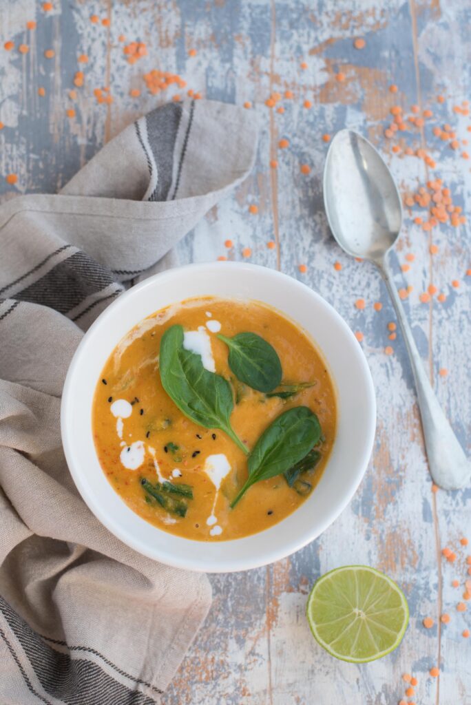 Zuppa di lenticchie e spinaci