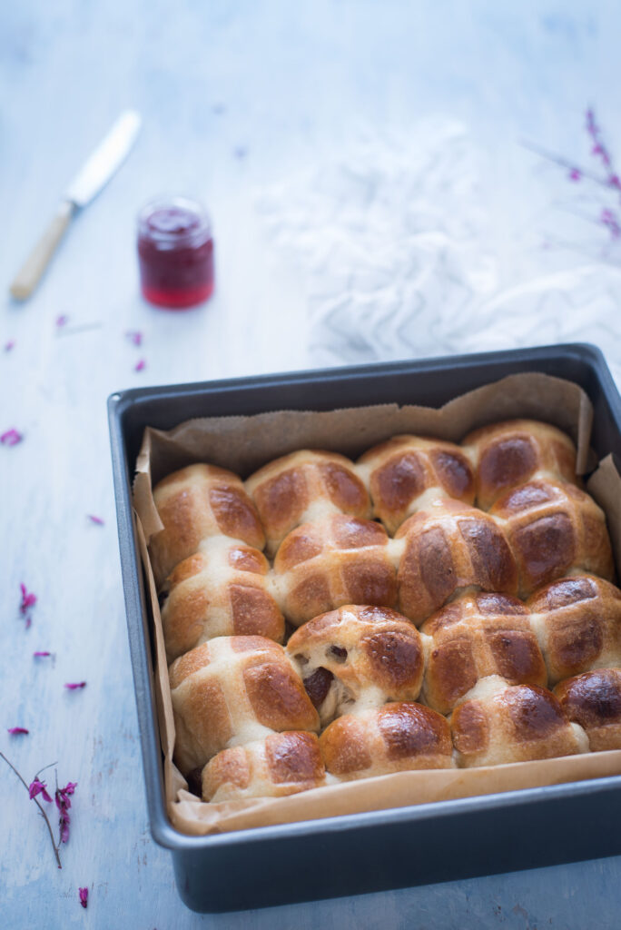 Hot cross buns con metodo Yudane