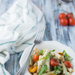 Pasta con crema di rucola e ricotta