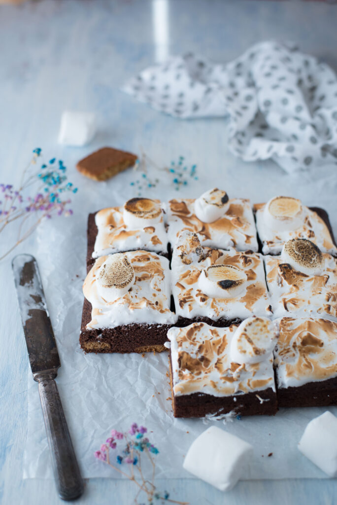 S'mores brownies with homemade Graham crackers