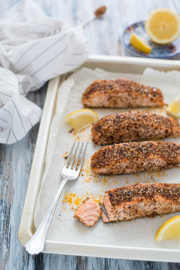 Sesame and spice roasted salmon