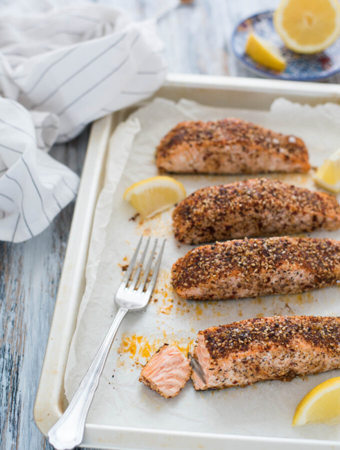 Sesame and spice roasted salmon